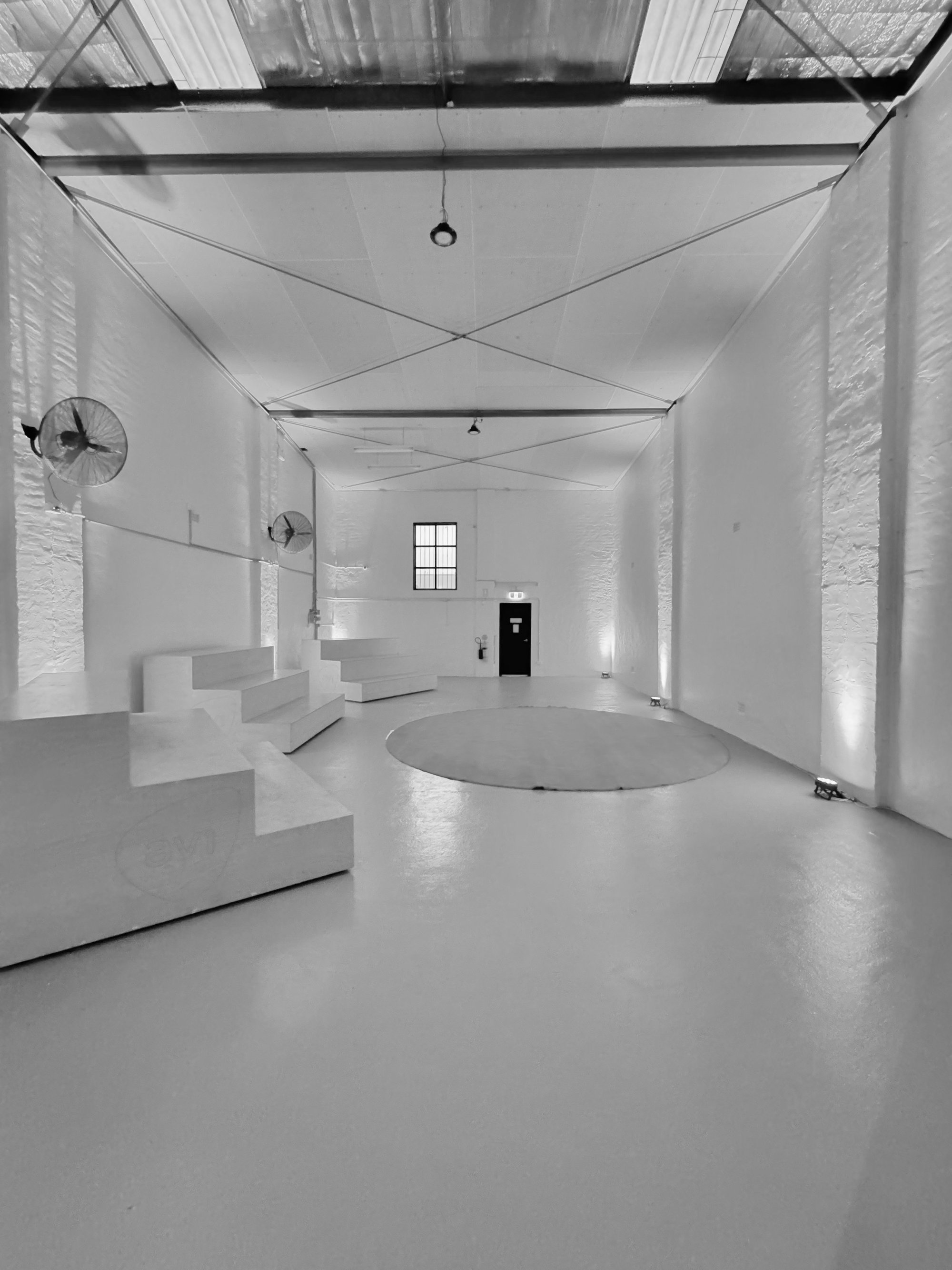 Interlude main hall, looking toward the entrance